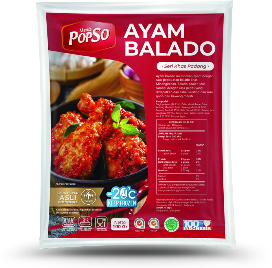 POPSO - Ayam Balado (Chicken Balado) - 500 Gram (6pcs)