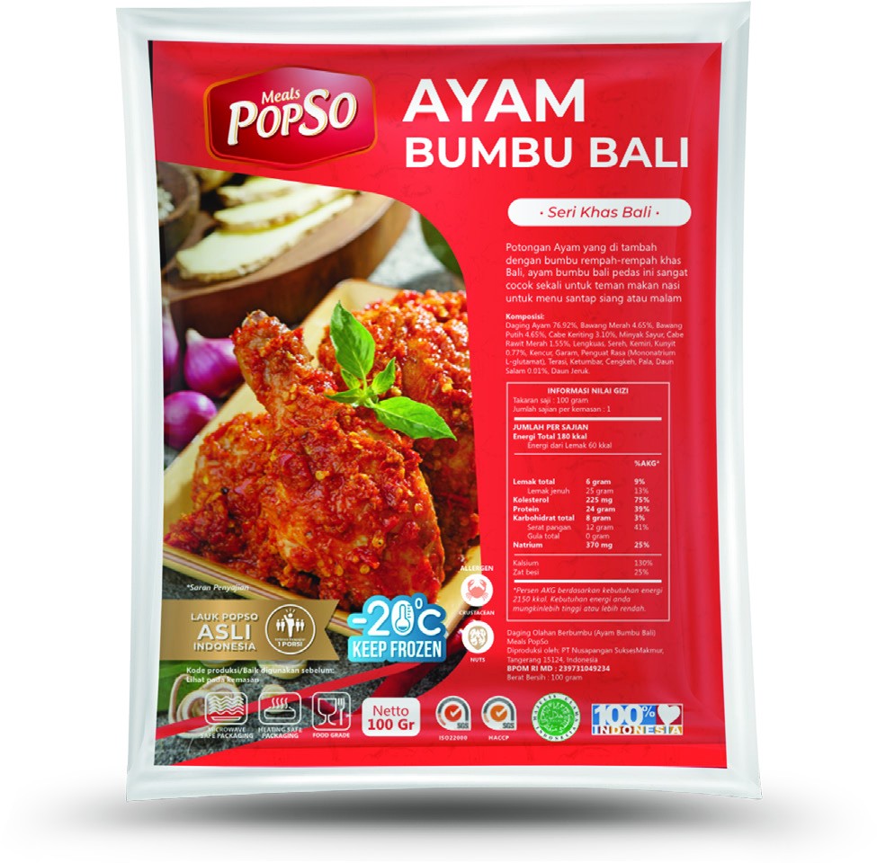 POPSO - Ayam Bumbu Bali (Balinese Chicken Spicy) Personal Pack - 100 Gram